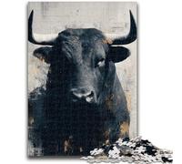 Rompecabezas de 1000 Piezas para Adolescentes, Pintura al óleo de un Toro, para Pasar el rato en casa, con Piezas de Formas aleatorias Totalmente entrelazadas, 38x26cm