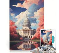 Rompecabezas de 1000 Piezas para Adolescentes Pintura al óleo de Washington Juegos Familiares Divertidos y con Humor Ideales para Decorar el Escritorio 50x75cm