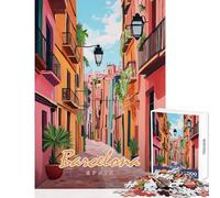 Rompecabezas de 1000 Piezas para Adolescentes Pintura callejera de Barcelona Rompecabezas Educativo de 1000 Piezas Regalos de Amigo Invisible dificultad difícil (38x52cm)