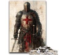 Rompecabezas de 1000 Piezas para Adolescentes, Pintura de Caballero Guerrero Medieval, Juguete Educativo para aliviar el estrés, Gran Regalo (38x26cm)