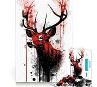 Rompecabezas de 1000 Piezas para Adolescentes Pintura de Ciervo con Tinta,Ajuste, Juego,Desarrollo Mental,diversión,Tiempo Libre,Navidad,Arte para el hogar (38x26cm)