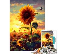 Rompecabezas de 1000 Piezas para Adolescentes Pintura de Girasoles Mariposa monarca difícil y desafiante decoración del hogar Juego de ingenio Apto para Mayores de 14 años (38x26cm)