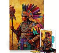 Rompecabezas de 1000 Piezas para Adolescentes Pintura de Guerrero Azteca,Arte de Bordes precisos,Juguete para Entrenar el Cerebro,Juego para Pasar un rato Agradable,decoración navideña (50x75cm)
