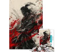 Rompecabezas de 1000 Piezas para Adolescentes Pintura de Guerrero samurái Rompecabezas para Adultos Juegos Familiares decoración del hogar Regalos de cumpleaños (tamaño 38x26cm)