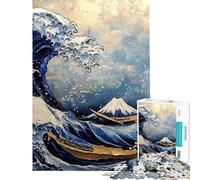Rompecabezas de 1000 Piezas para Adolescentes Pintura de la Gran Ola Rompecabezas para Adultos Juegos relajantes desafío difícil cumpleaños (tamaño 38x52cm)