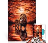 Rompecabezas de 1000 Piezas para Adolescentes Pintura de león al Amanecer Juguetes de Bricolaje Juguetes de decoración del hogar 38x26cm