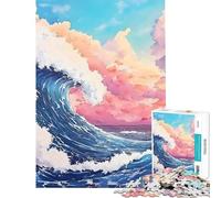 Rompecabezas de 1000 Piezas para Adolescentes Pintura de Ola Gigante Rompecabezas para Adultos Juegos relajantes Arte de Pared Ayuda a ejercitar el Cerebro (tamaño 38x52cm)