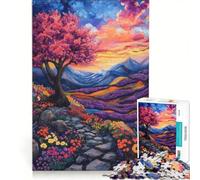 Rompecabezas de 1000 Piezas para Adolescentes Pintura de Paisaje Vibrante con Sendero Floral decoración de Pared de Juguete Mejora la Memoria cumpleaños y Navidad 50x75cm