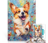 Rompecabezas de 1000 Piezas para Adolescentes Pintura de Perro Corgi con Paleta Juguetes de Juego desafiantes Buen Regalo 50x70cm