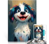 Rompecabezas de 1000 Piezas para Adolescentes Pintura de Perro Feliz Corte de precisión Cada Pieza es única: un desafiante y Divertido Juego Familiar 38x26cm