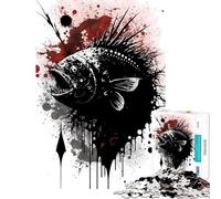 Rompecabezas de 1000 Piezas para Adolescentes Pintura de pez Pescador con Tinta un Reto para completar Juguete antiestrés decoración de Pared para Mayores de 14 años (50x75cm)