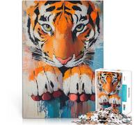 Rompecabezas de 1000 Piezas para Adolescentes Pintura de Primer Plano de un Tigre para divertirse en Familia Una Obra de Arte 38x26cm
