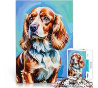 Rompecabezas de 1000 Piezas para Adolescentes Pintura de Retrato de un Cocker Spaniel inglés Alivio del estrés Una Obra de Arte 52x38cm