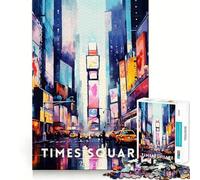 Rompecabezas de 1000 Piezas para Adolescentes Pintura de Times Square, Nueva York, Ajuste, Juego, concentración, diversión, Ocio, Tiempo Libre, Arte de Pared navideño (50x75cm)