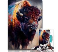 Rompecabezas de 1000 Piezas para Adolescentes Pintura de Tinta de Bisonte Rompecabezas de 1000 Piezas Interesante interacción Entre Padres e Hijos para Reducir el estrés 75x50cm