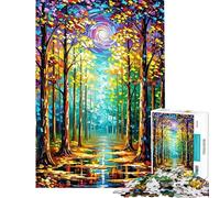 Rompecabezas de 1000 Piezas para Adolescentes Pintura de un Bosque Colorido con Cielo arremolinado Rompecabezas para Adolescentes Que Mejora la Memoria y Ayuda a ejercitar el Cerebro Juego Educativo