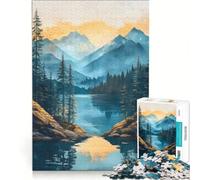Rompecabezas de 1000 Piezas para Adolescentes Pintura de un Lago en la montaña al Atardecer Juguete Educativo Actividades Divertidas en casa Regalo de Juego desafiante 38x26cm