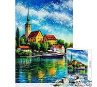 Rompecabezas de 1000 Piezas para Adolescentes Pintura de un Pueblo Junto al Lago de Constanza Rompecabezas de 1000 Piezas antiestrés Excelentes Regalos y Juguetes Difícil (38x52cm)