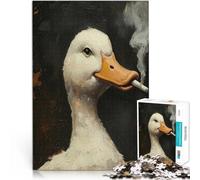 Rompecabezas de 1000 Piezas para Adolescentes Pintura del Pato fumando Juego de Preguntas con Piezas de Formas aleatorias Que se entrelazan Completamente 38x26cm