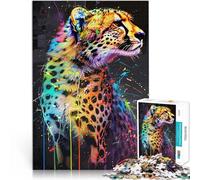 Rompecabezas de 1000 Piezas para Adolescentes Pintura Pop Art de Guepardo Juego Intelectual de Juguete Lista de Deseos con Papá Noel 38x26cm