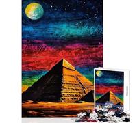 Rompecabezas de 1000 Piezas para Adolescentes pirámide bajo el Cielo Nocturno Juguetes antiestrés Regalos de cumpleaños Juego Educativo Cada Pieza es única tamaño 38x52cm