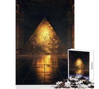 Rompecabezas de 1000 Piezas para Adolescentes pirámide D Dorado Oscuro Juguete para decoración de Pared Regalo de Amigo Secreto Juego Imposible descompresión Intelectual tamaño 38x52cm