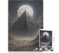 Rompecabezas de 1000 Piezas para Adolescentes, pirámide del Desierto iluminada por la Luna, desafío difícil, Juego Familiar Apto para Mayores de 14 años (tamaño 38x52cm)