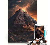 Rompecabezas de 1000 Piezas para Adolescentes Pirámide Maya Mística Juguetes para armar Mejora la Memoria con Piezas de Formas aleatorias Que encajan Perfectamente 38x26cm