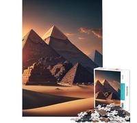 Rompecabezas de 1000 Piezas para Adolescentes Pirámides al Atardecer Giza Juguetes educativos Juego Imposible Desafío difícil Regalo de cumpleaños (Tamaño 38x52cm)