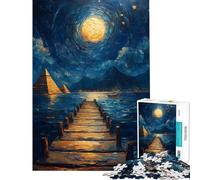 Rompecabezas de 1000 Piezas para Adolescentes Pirámides bajo la luz de la Luna Rompecabezas para Adultos Juego Familiar para Mejorar la Memoria Actividades Divertidas para Hacer en casa (50x75cm)