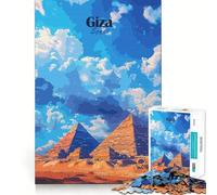 Rompecabezas de 1000 Piezas para Adolescentes Pirámides de Giza,Egipto Arte de Corte Fino Juguete Divertido y lógico Tiempo de Juego Acogedor Decoración navideña para la Pared (38x52cm)