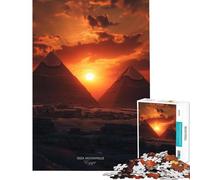Rompecabezas de 1000 Piezas para Adolescentes Pirámides de la Necrópolis de Giza al Atardecer Juguetes adictivos para Cultivar la Paciencia Juego práctico para aliviar el estrés Regalo Ideal