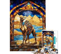Rompecabezas de 1000 Piezas para Adolescentes Pirámides egipcias y Camellos Rompecabezas para Adultos Juego de ingenio Desafío difícil Regalos para Amigos y Familiares (tamaño 38x52cm)