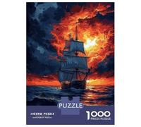 Rompecabezas De 1000 Piezas para Adolescentes Pirate Ship Sunset Art Print Rompecabezas para Adultos Juegos Familiares Decoración Gran Regalo para Jugar 52x38cm/1000pcs