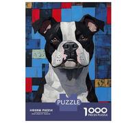 Rompecabezas De 1000 Piezas Para Adolescentes Pitbull Portrait in Geometric Pattern Rompecabezas Para Adolescentes Juguetes Antiestrés Regalos Para Mujeres Regalos Para Reducir El Estrés 38x26cm/1000p