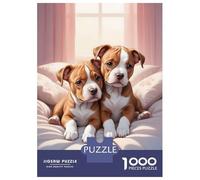 Rompecabezas De 1000 Piezas para Adolescentes Pitbull Puppies Rompecabezas para Adolescentes Juguetes Antiestrés Regalos para Mujeres Regalos para Reducir El Estrés 38x26cm/1000pcs