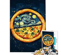 Rompecabezas de 1000 Piezas para Adolescentes Pizza y Noche Estrellada Rompecabezas artístico para Adultos Juegos Familiares Decoración Actividades Divertidas en casa (Tamaño 38x52cm)
