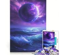 Rompecabezas de 1000 Piezas para Adolescentes Planeta Morado y océano Juego de ingenio difícil y desafiante Toda la Familia 50x75cm