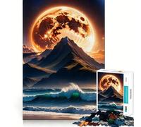 Rompecabezas de 1000 Piezas para Adolescentes Playa,Cielo,Amanecer,Luna Juego desarrollar la coordinación cognitiva Regalo Ideal para Relajarse y divertirse en cumpleaños (38x52cm)