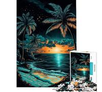 Rompecabezas de 1000 Piezas para Adolescentes Playa con Puesta de Sol Tropical Rompecabezas de rascar con crayones para Adultos Juego de ingenio ensamblaje de Patrones Ayuda a ejercitar el Cerebro