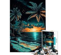 Rompecabezas de 1000 Piezas para Adolescentes Playa con Puesta de Sol Tropical Rompecabezas para rascar con crayones Juego práctico para Adultos Actividades Divertidas de Corte de precisión en casa