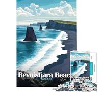 Rompecabezas de 1000 Piezas para Adolescentes Playa Reynisfjara Islandia Juego desafiante Juguetes educativos Una Obra de Arte Excelentes Regalos y Juguetes (Tamaño 38x26cm)