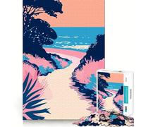 Rompecabezas de 1000 Piezas para Adolescentes Playa Tranquila,Arte Minimalista de Corte Fino,Entrenamiento de concentración,Juego Divertido para Momentos de Tranquilidad, (50x75cm)