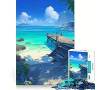 Rompecabezas de 1000 Piezas para Adolescentes Playa Tropical con Muelle Arte Digital Bordes precisos Juego Divertido y Relajante para Entrenar la Mente Regalo de cumpleaños (50x75cm)