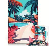 Rompecabezas de 1000 Piezas para Adolescentes Playa Tropical de Las Maldivas Arte Minimalista Arte de Corte Fino Juego Divertido para Entrenar la concentración y Relajarse (38x52cm)