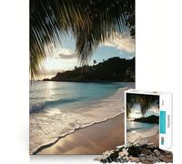Rompecabezas de 1000 Piezas para Adolescentes Playa Tropical, Puesta de Sol, Ajuste, Juego Divertido, Tiempo de Ocio, decoración navideña para la Pared (38x26cm)