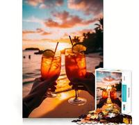 Rompecabezas de 1000 Piezas para Adolescentes Playa Tropical, Puesta de Sol, Ajuste, Juego Divertido, Tiempo Libre, decoración navideña para la Pared (50x75cm)