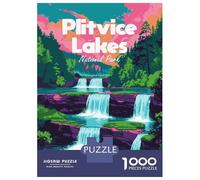 Rompecabezas De 1000 Piezas para Adolescentes Plitvice Lakes National Park Illustration Rompecabezas De Juguete para Decoración De Pared Desafío Difícil Regalo De Cumpleaños, Regalos, 70x50cm/1000pcs