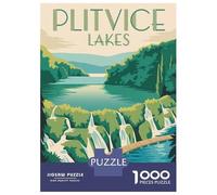Rompecabezas De 1000 Piezas para Adolescentes Plitvice Lakes Vintage Travel Rompecabezas para Adultos Juegos Familiares Difícil Regalo De Cumpleaños, Regalos, 52x38cm/1000pcs