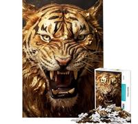 Rompecabezas de 1000 Piezas para Adolescentes Poderoso Tigre Dorado Ayuda a ejercitar el Cerebro Una Obra de Arte Divertidos Juegos Apto para Mayores de 14 años (38x26cm)